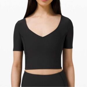 Lululemon Ribbed Contoured V-Neck Yoga Short Sleeve Size 2-4